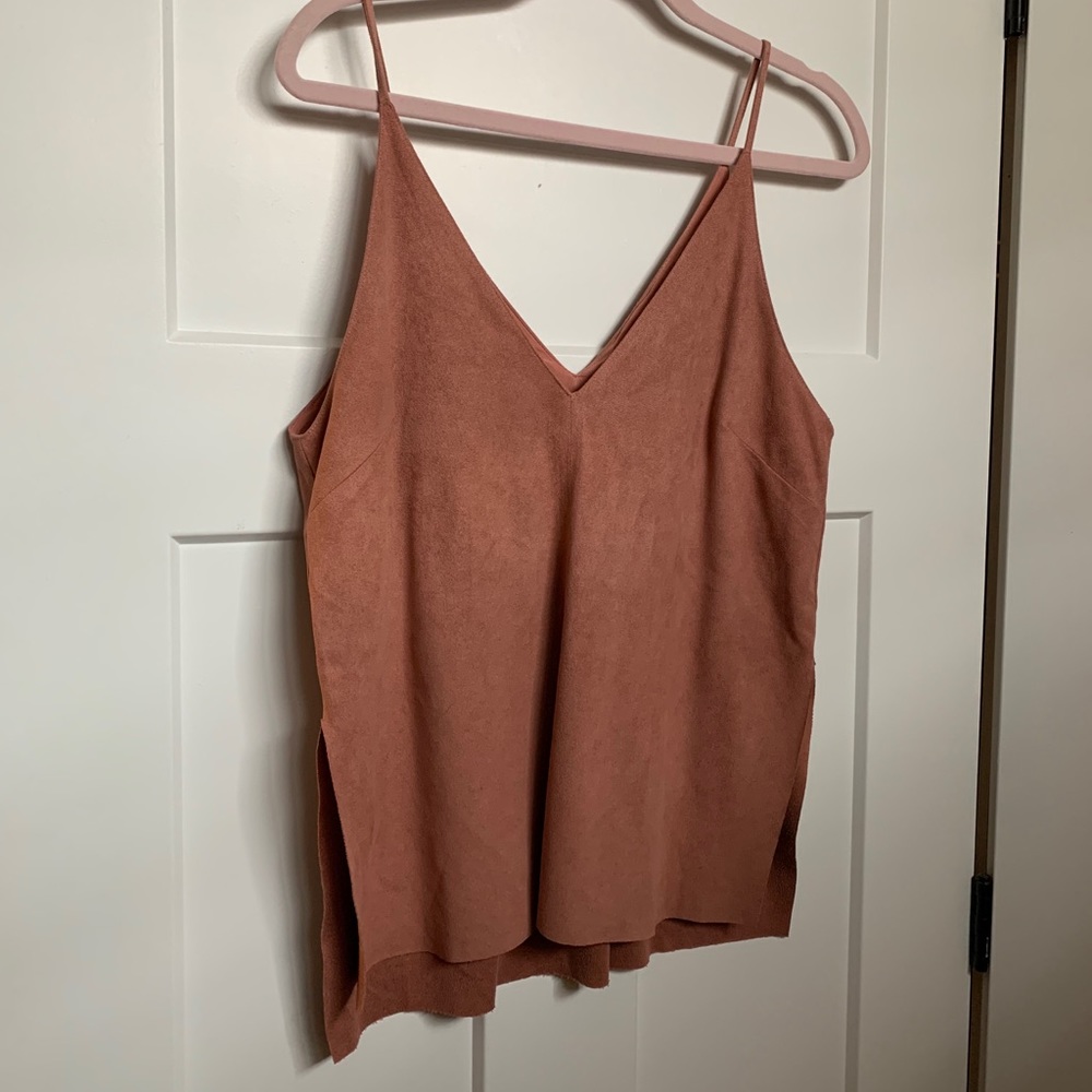 Dusty rose suede tank top